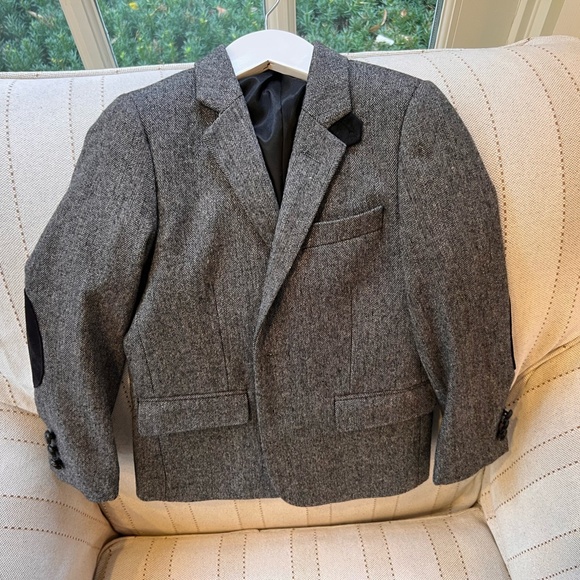 Boys Herringbone Grey Blazer David Oliver from Wooden Soldier Size 6 - Picture 3 of 4